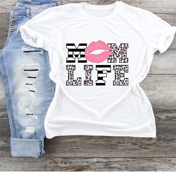 Tops - COPY - Mom Life Lips Tshirt